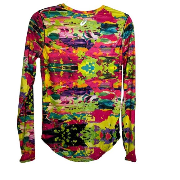 Asics Womens Long Sleeve Running Shirt Size Small Multicolor Abstract Print Top - Picture 3 of 6